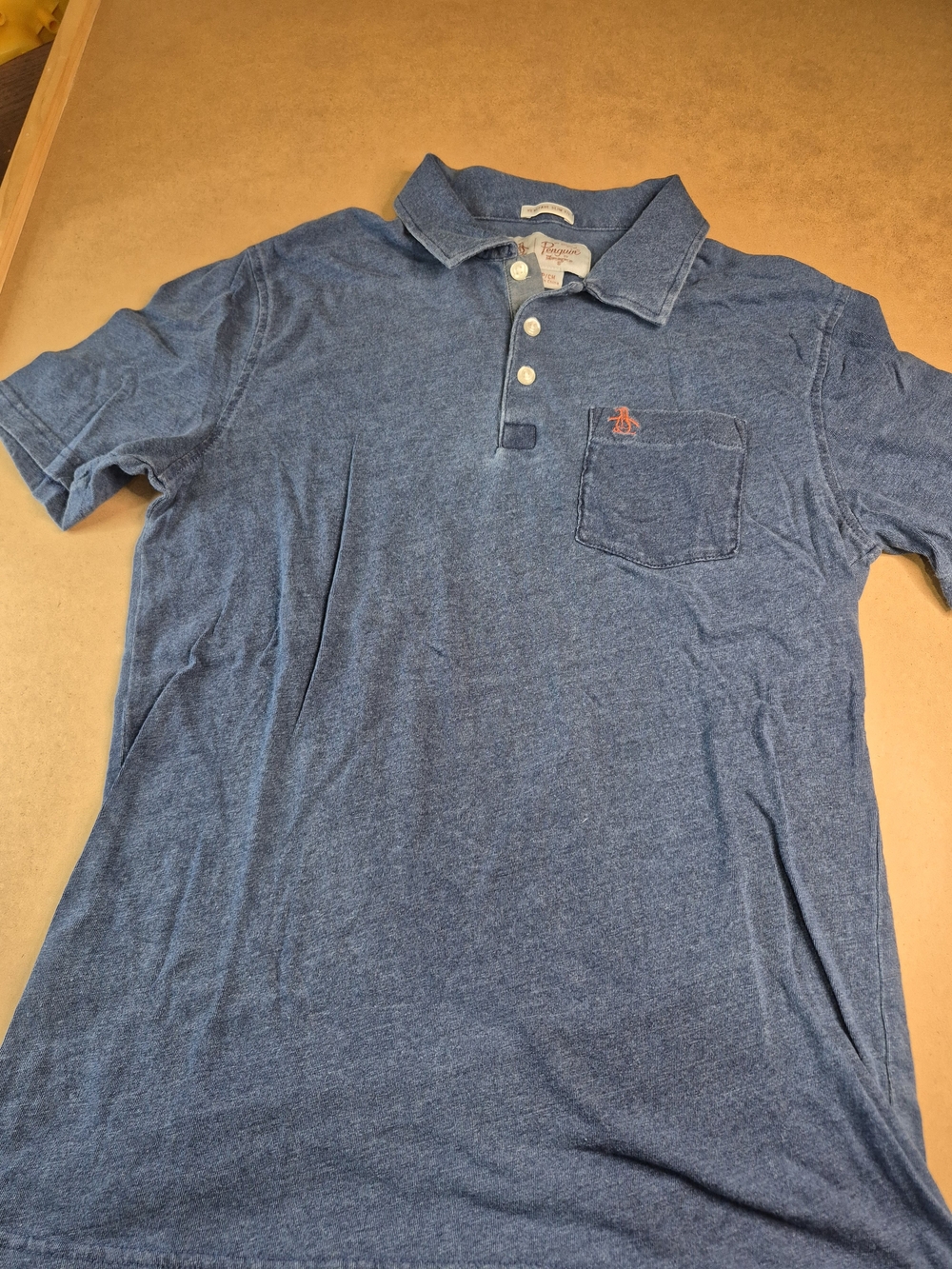 Original Penguin Men's Heathered Blue Polo with Chest Pocket 3442/379